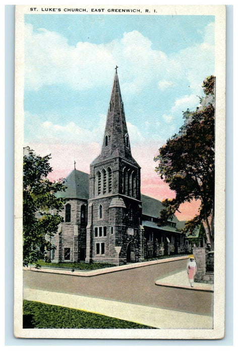 1914 St Luke's Church, East Greenwich Rhode Island RI Postcard