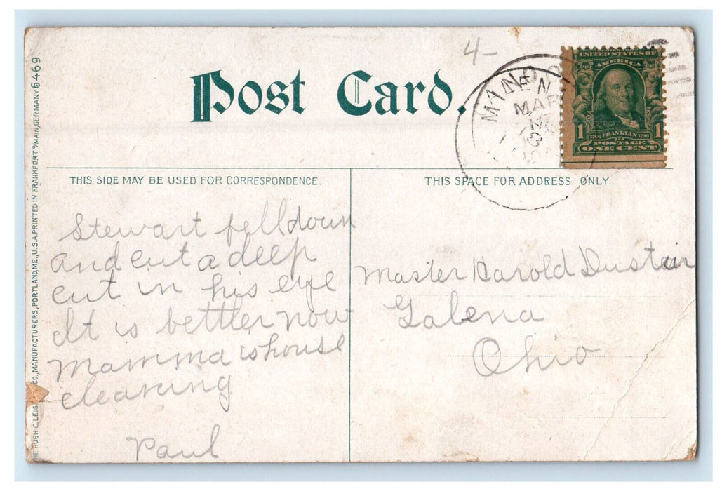c1910 Public Library Joliet IL Hugh C Leighton Co. Galena IL Minooka IL Postcard