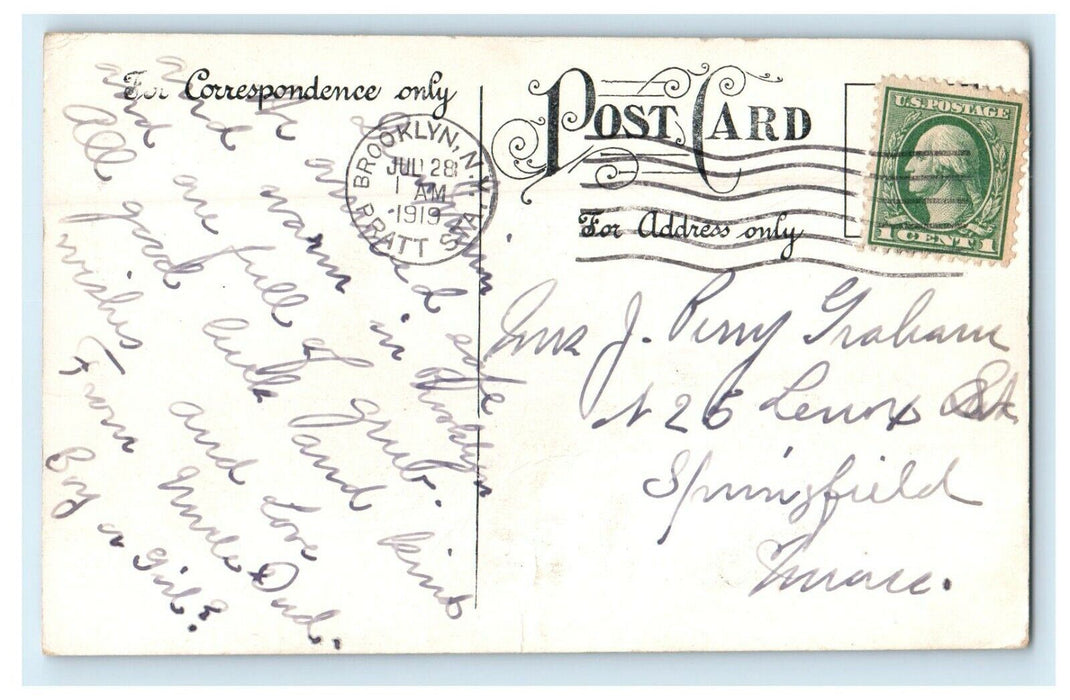 1919 Piedmont Church Street View Worcester Massachusetts MA Antique Postcard