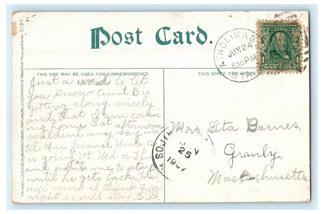 1907 Railroad Curve Scene River  Athol Massachusetts MA Posted Antique Postcard