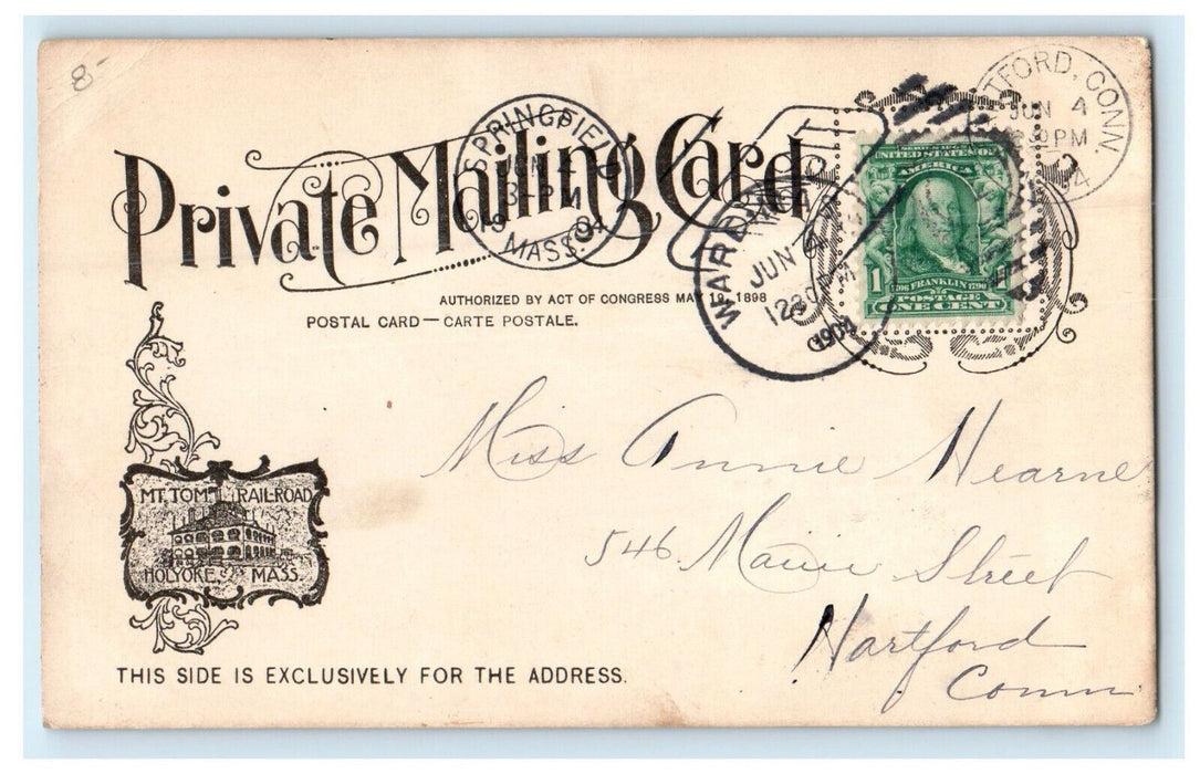 1904 Summit House, Mt. Tom, Holyoke, Massachusetts MA Posted Antique Postcard