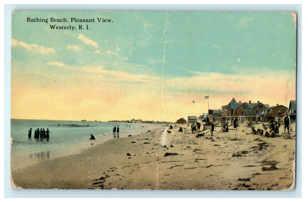 1911 Bathing Beach Pleasant View, Westerly Rhode Island, RI Postcard