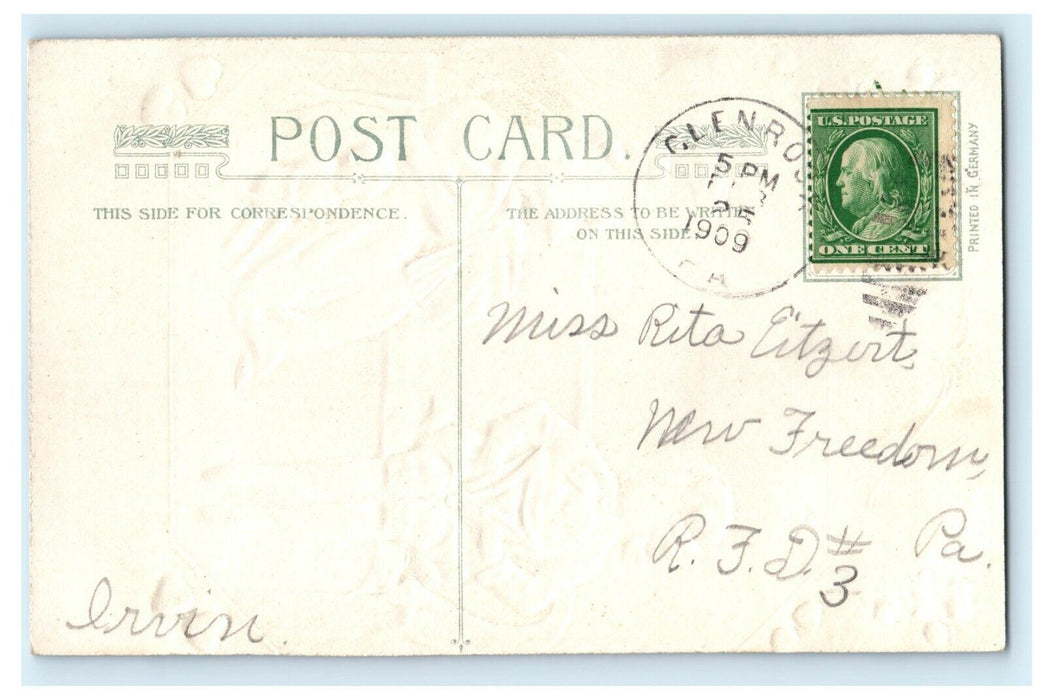 1909 Valentine Victorian Family Winsch Back Embossed Colonial Glen Rock Postcard