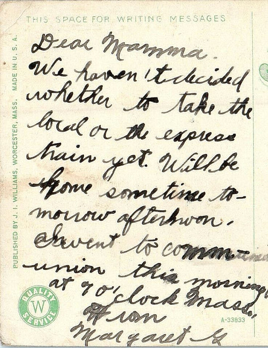 c1910s Post Office, Worcester, Massachusetts MA Posted Antique Postcard