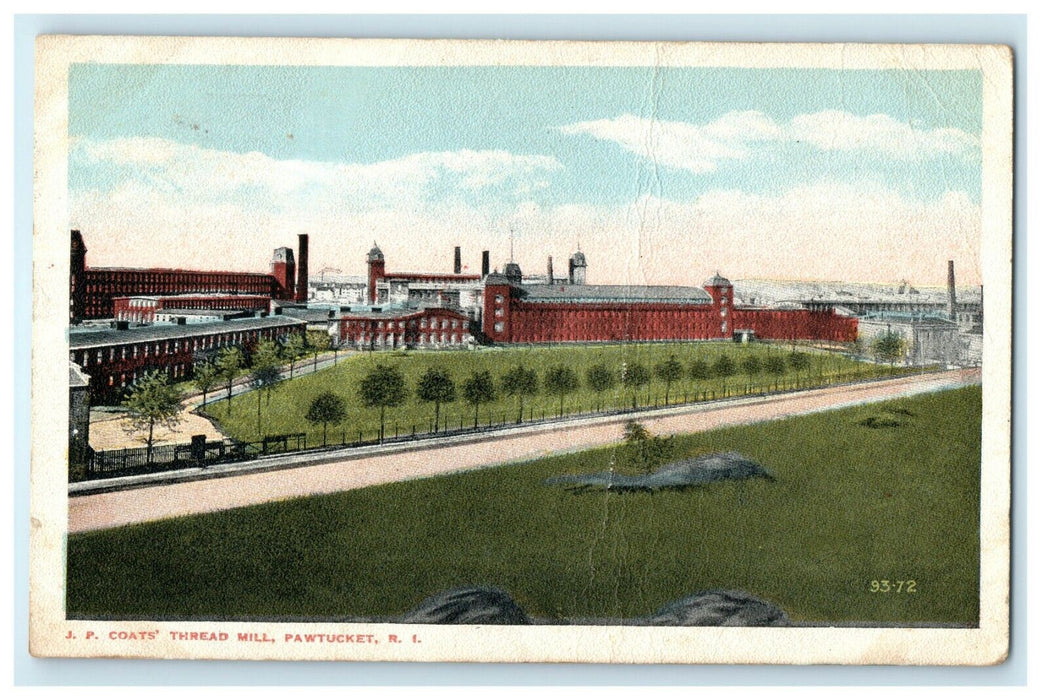 1920 J.P. Coats Thread Mill, Pawtucket, Rhode Island, RI Postcard