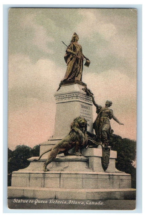 c1905 Statue to Queen Victoria Ottawa Canada CA Antique Private Postcard