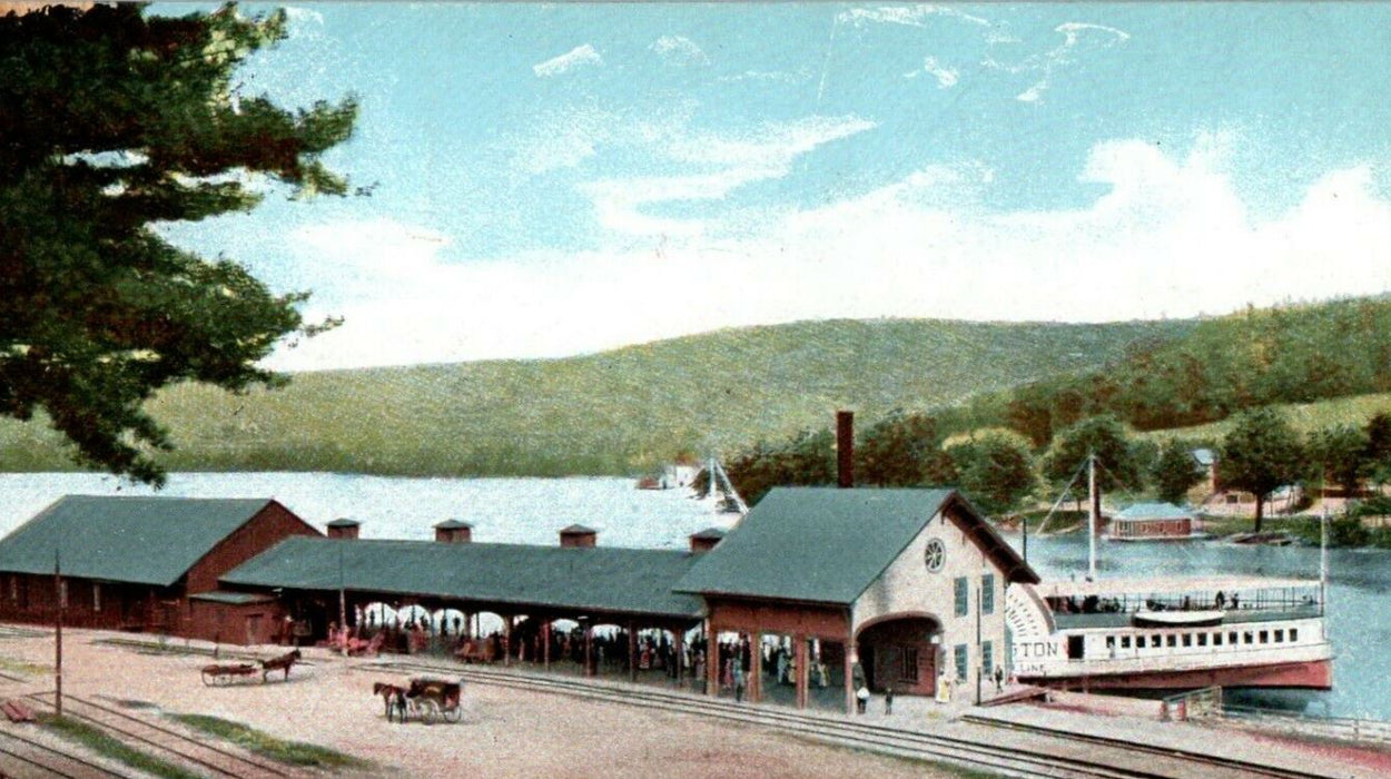 c1905 Steamboat Landing Alton Bay New Hampshire NH Antique Postcard