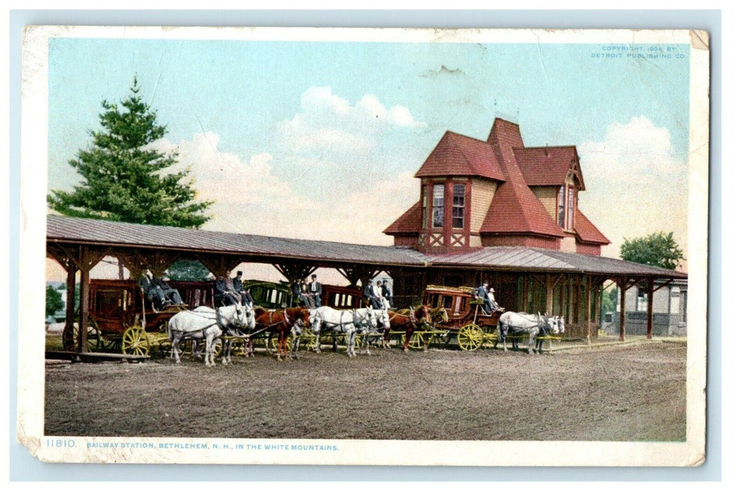 1909 Railway Station Bethlehem New Hampshire NH, In The White Mountains Postcard