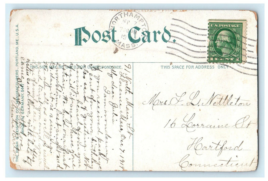 1919 Connecticut River, Sugar Loaf Mount, Sunderland Massachusetts MA Postcard