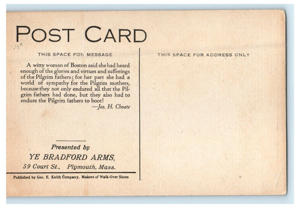 In the Stocks Pilgrim Punishment Plymouth Massachusetts MA Advertising Postcard