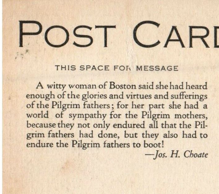 In the Stocks Pilgrim Punishment Plymouth Massachusetts MA Advertising Postcard