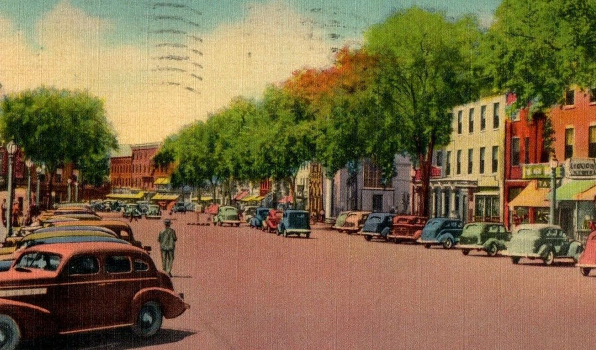 1940 Main Street Business Center Greenfield Massachusetts MA Vintage Postcard