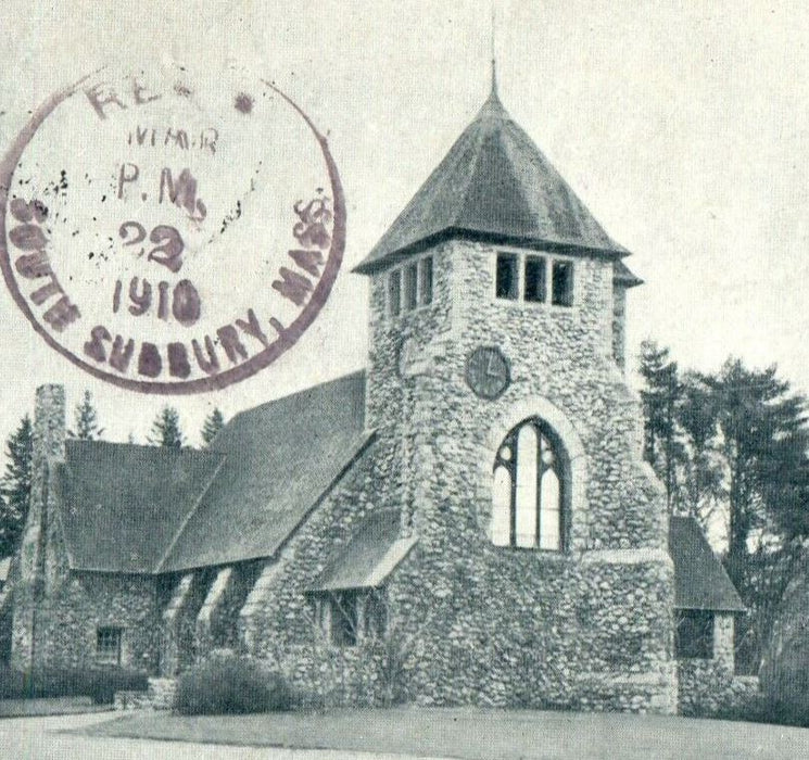 1910 Unitarian Church Tower Clock Weston Massachusetts MA Antique Postcard
