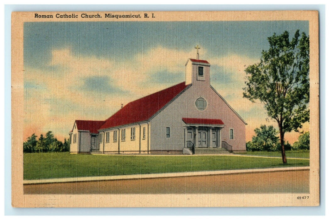 1939 Roman Catholic Church, Misquamicut, Rhode Island, RI Postcard