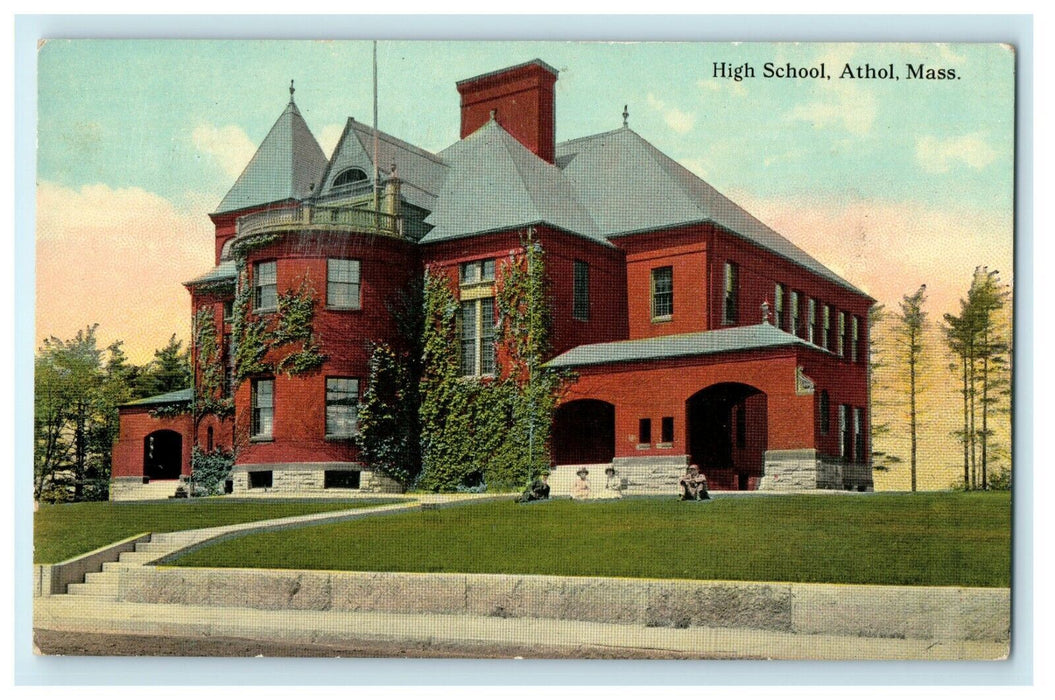 High School View Of Campus Athol Massachusetts MA Unposted Postcard
