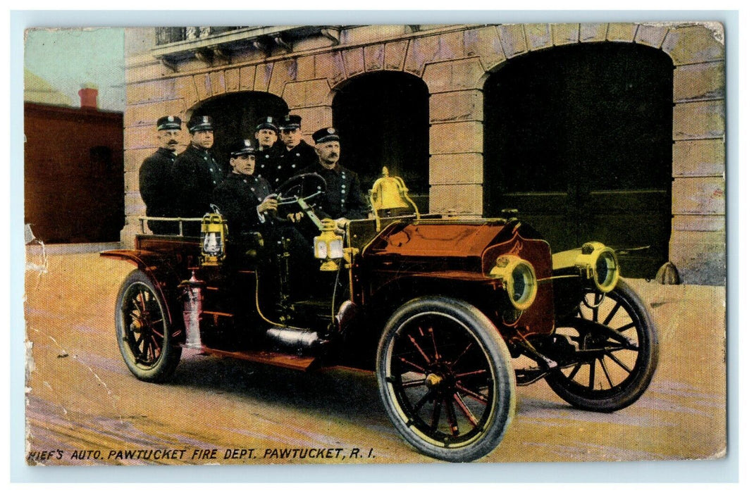 1913 Pawtucket Fire Department Pawtucket Rhode Island, RI Postcard