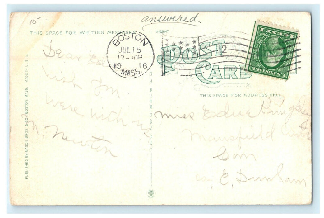 1916 Fish Pier Boston Massachusetts MA Posted Antique Postcard