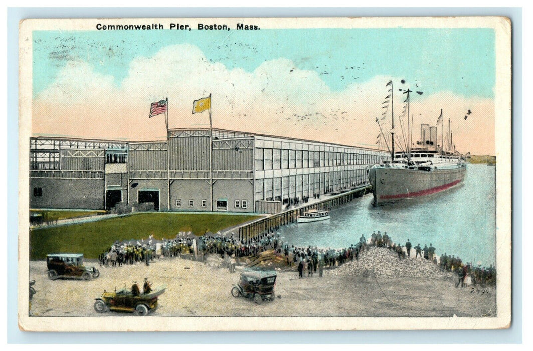 1928 Commonwealth Pier Dock Ship Boston Massachusetts MA Vintage Postcard