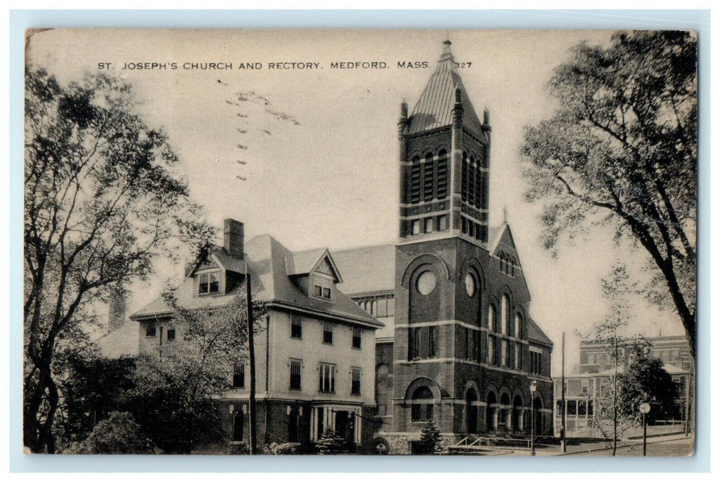 1937 St. Joseph's Church and Rectory, Medford, Massachusetts MA Postcard