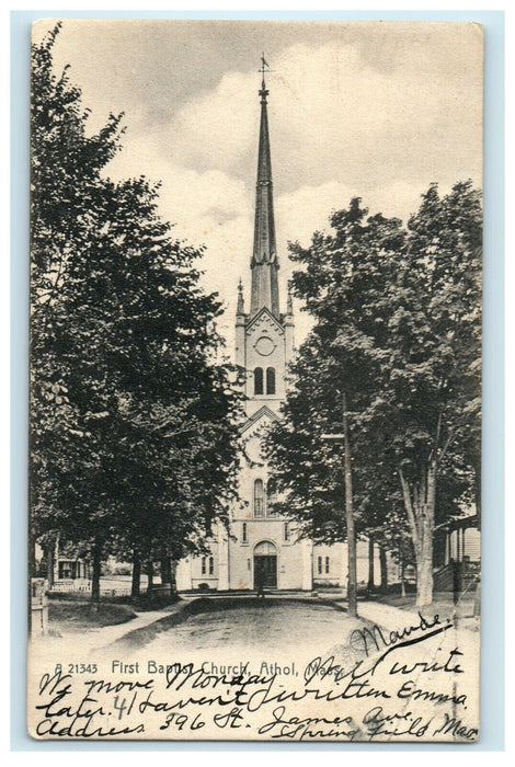 1911 First Baptist Church Athol Massachusetts MA Antique Rotograph Postcard