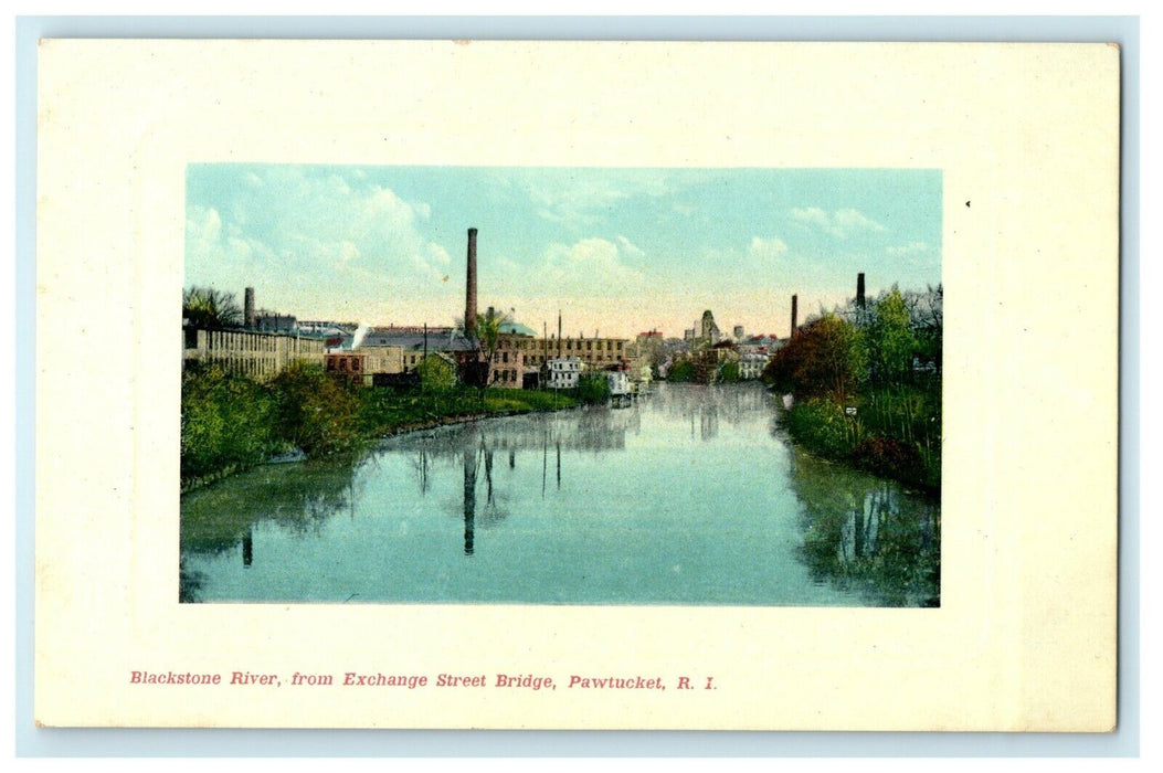 1909 Black Stone River from Exchange St. Bridge Rhode Island, RI Postcard