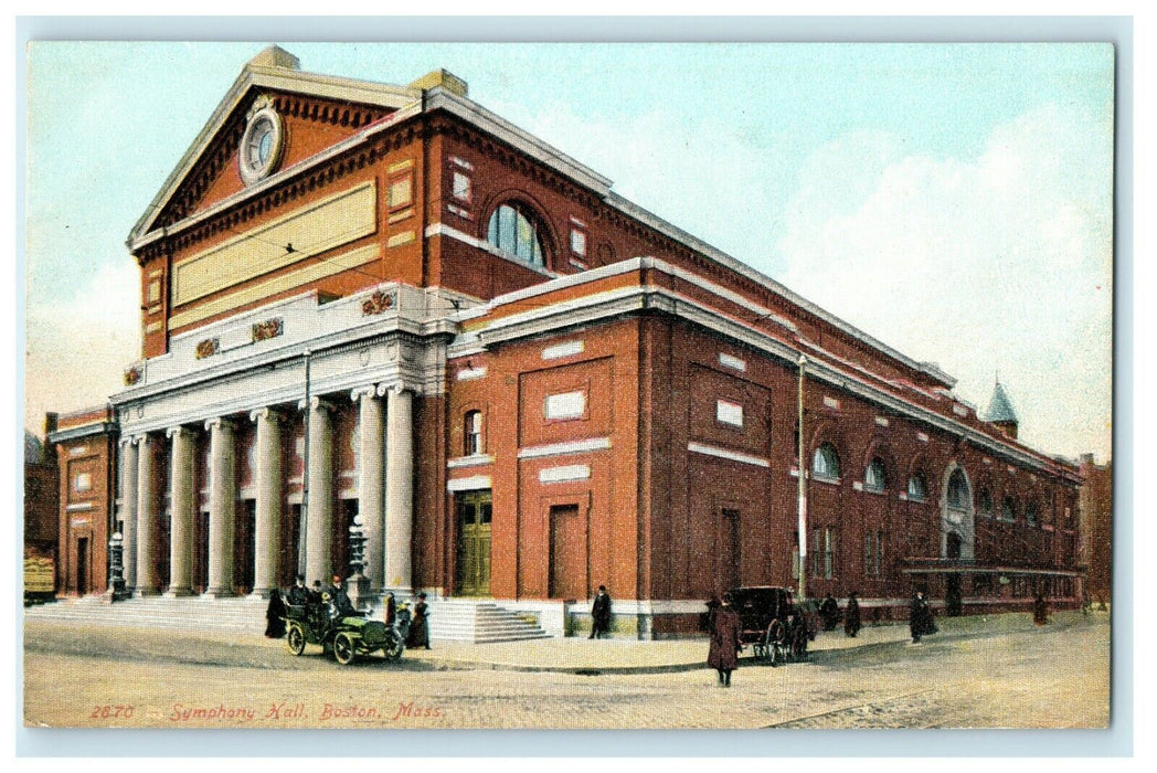c1910 Symphony Hall Street View Boston Massachusetts MA Antique Postcard