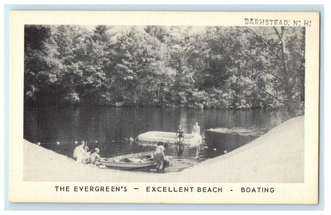 The Evergreen's Excellent Beach Boating Barnstead New Hampshire NH Postcard