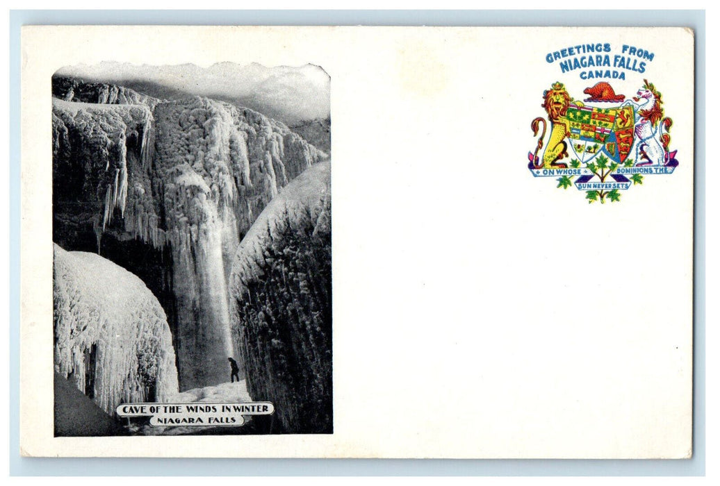 c1900s Caves of the Winds in Winter Greetings from Niagara Falls CA SMC Postcard