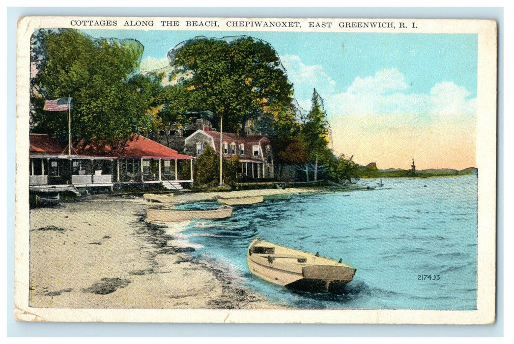 1929 Chepiwanoxet, East Greenwich Rhode Island RI Vintage Postcard