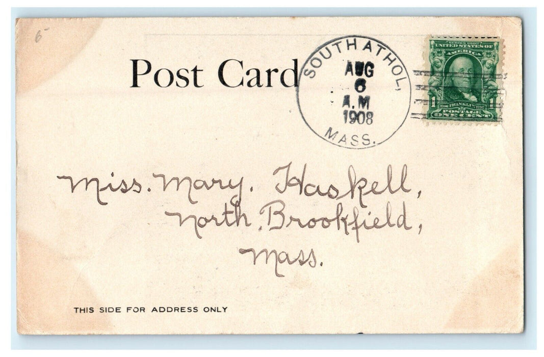 1908 M.E Church South Athol Massachusetts MA Antique Postcard