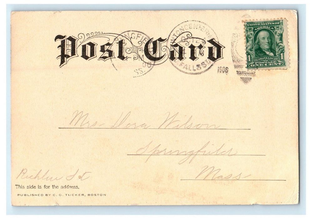 1906 On the Charles at Riverside, Springfield, Massachusetts MA Antique Postcard