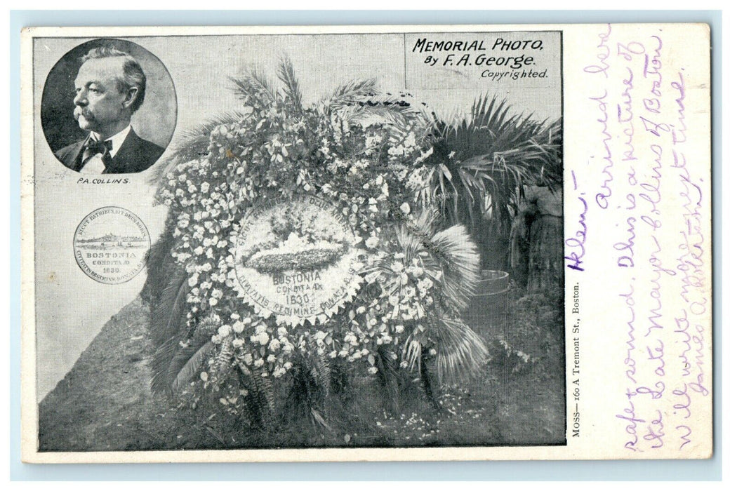 c1905 Memorial Photo Of P.A Collins Tremont St. Boston Massachusetts MA Postcard