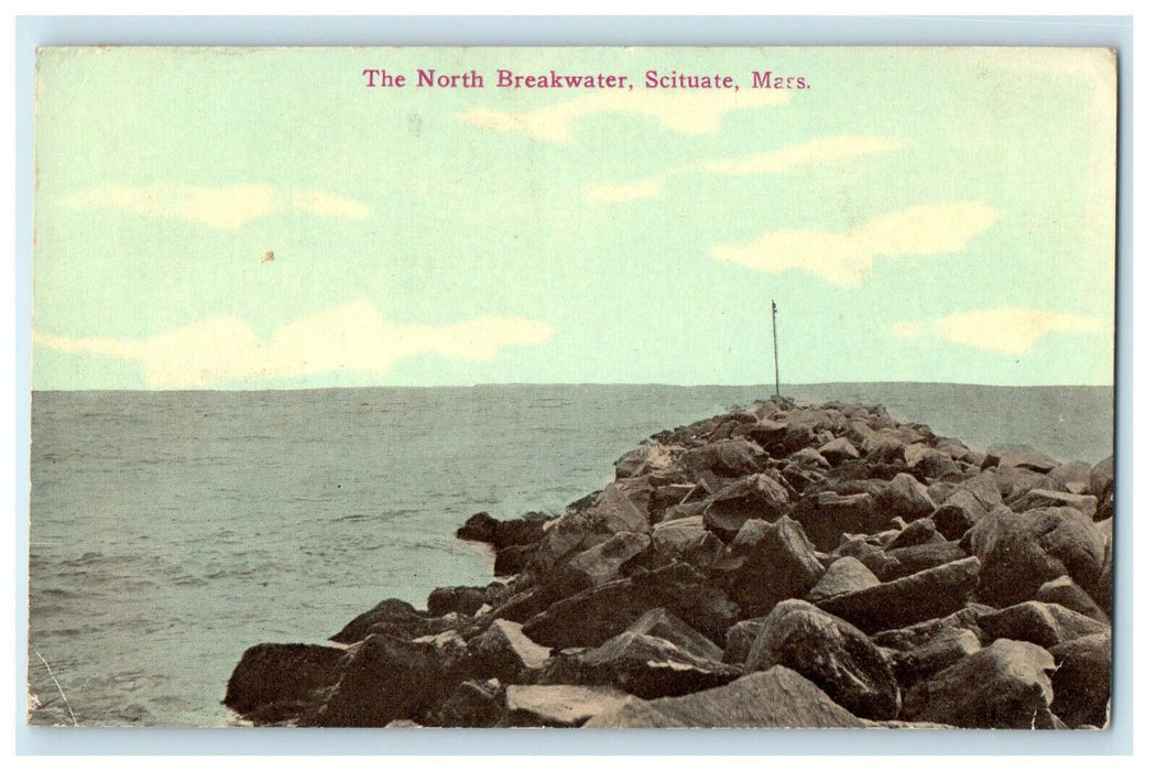 1912 The North Breakwater, Scituate, Massachusetts MA Posted Antique Postcard