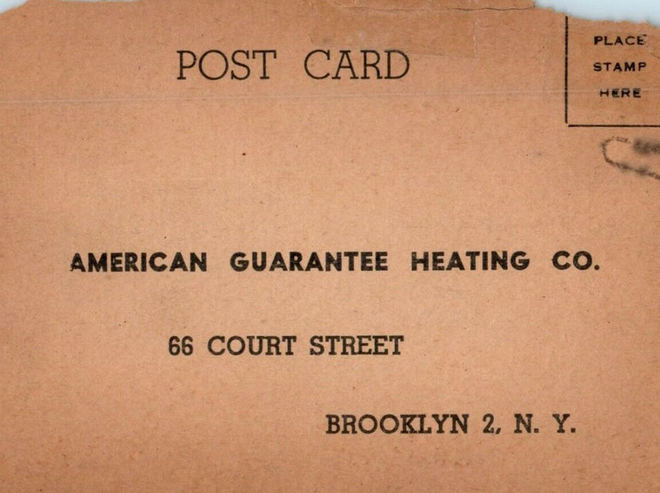 American Guarantee Heating Co. Brooklyn New York NY Advertising Postcard