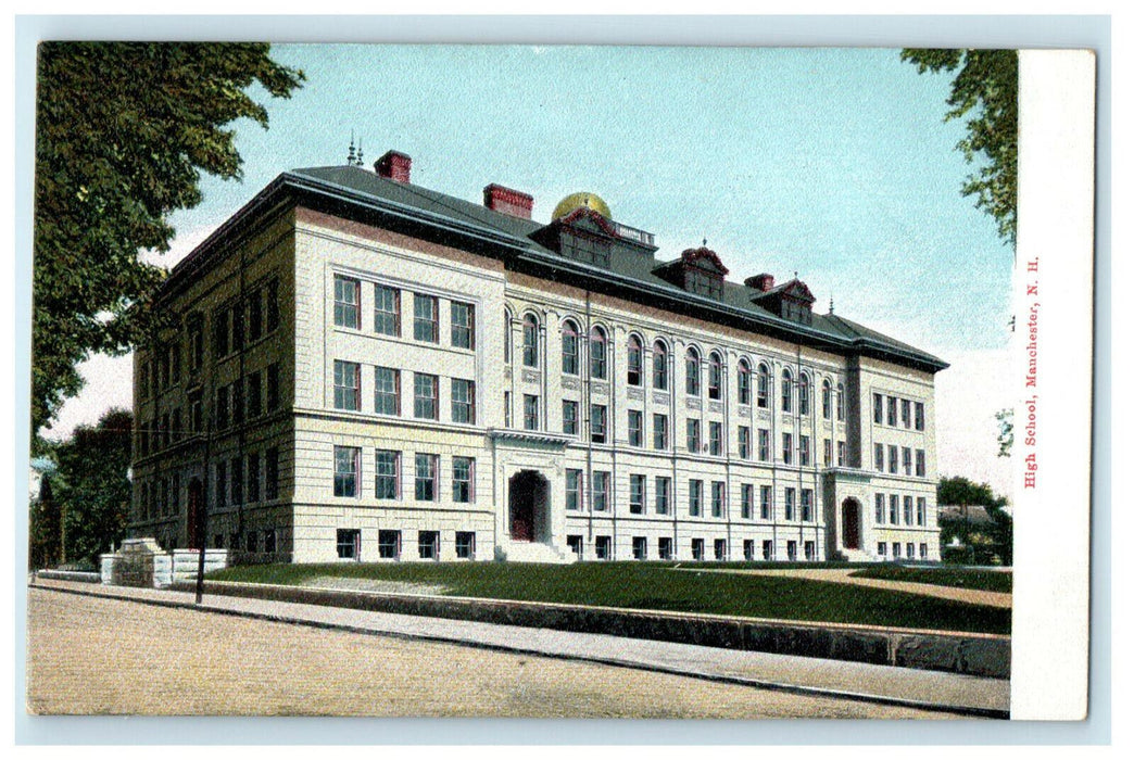 c1905s High School, Manchester New Hampshire NH Antique Unposted Postcard