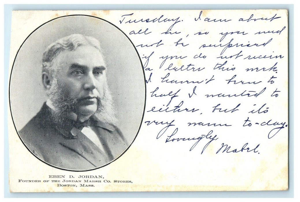 1906 Advertising Eben D. Jordan Founder Of Jordan Mars Co. Boston MA Postcard