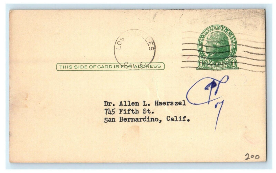 c1960's Sulfose Wyeth Advertising Medical San Bernardino CA Postcard