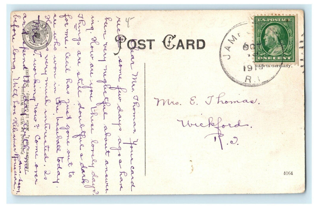 1919 Shorby Hill, Jamestown, Rhode Island RI Antique Postcard