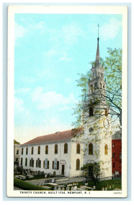 1910 Trinity Church, Built in 1726, Newport Rhode Island RI Postcard