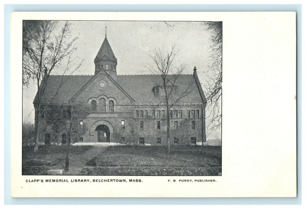 Clapps Memorial Library Belchertown Massachusetts MA Undivided Back Postcard