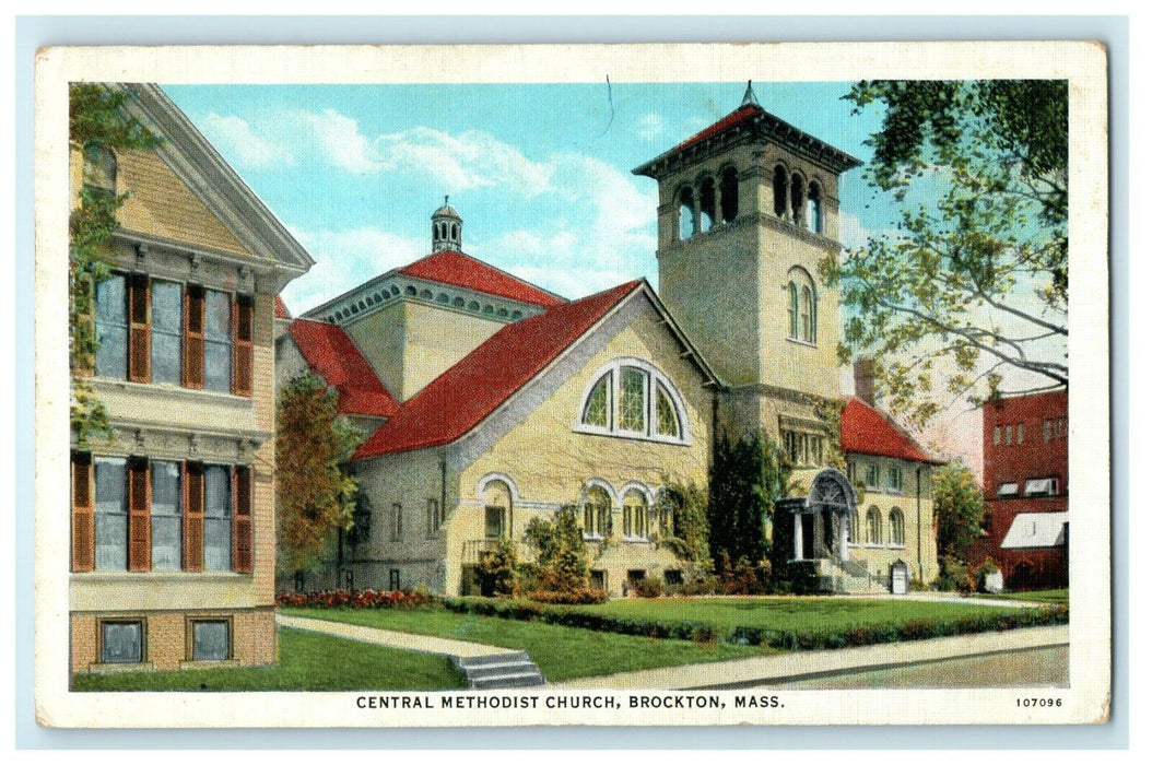 1936 Central Methodist Church Brockton Massachusetts MA Vintage Postcard