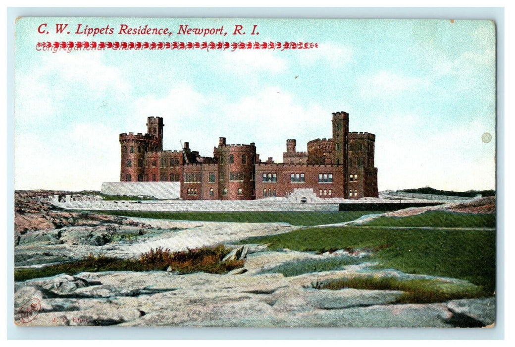 1905 C.W. Lippets Residence, Newport, Rhode Island RI Postcard