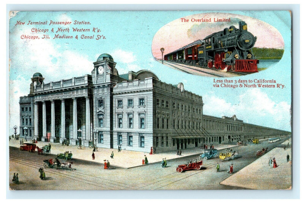 Chicago North Western Railway Illinois Overland Limited 1910 Antique Postcard
