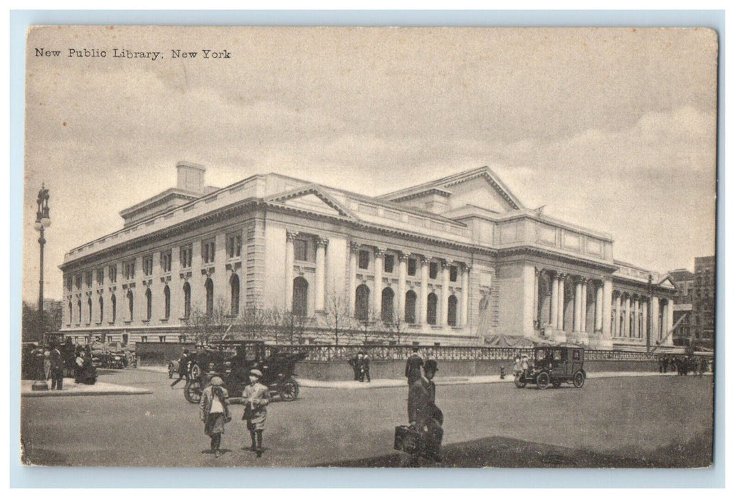 c1910 New York Public Library Fifth Avenue 40 to 42nd St. New York NY Postcard