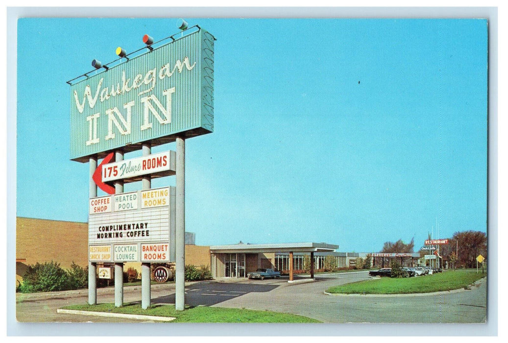 c1960s Waukegan Inn, 200 N Green Bay Rd. Waukegan Illinois IL Postcard