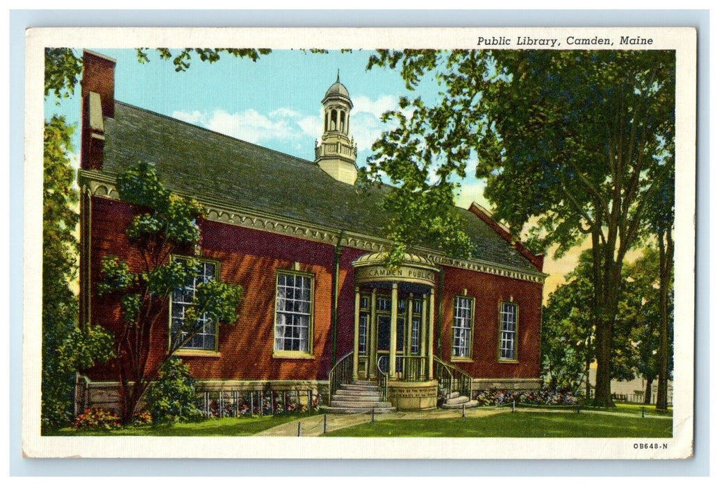 1947 Public Library Building Camden Maine ME Posted Vintage Postcard