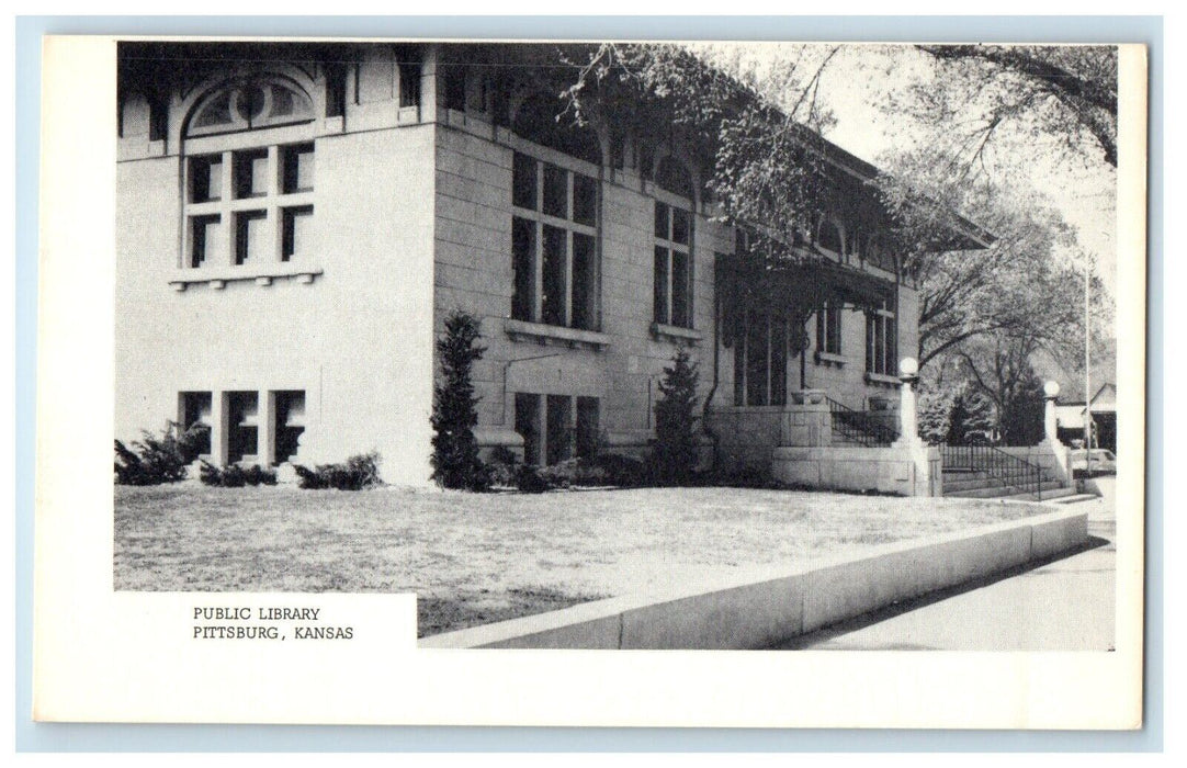 Public Library Building Street View Pittsburg Kansas KS Vintage Postcard