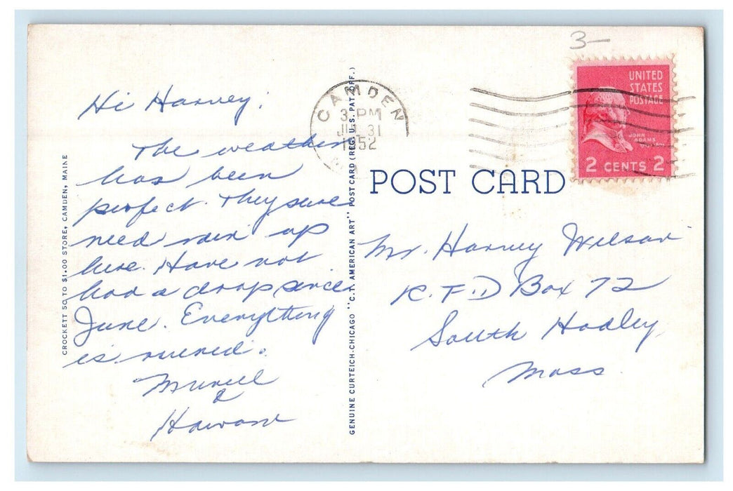 1952 Public Library And Amphitheater Camden Maine ME Vintage Postcard