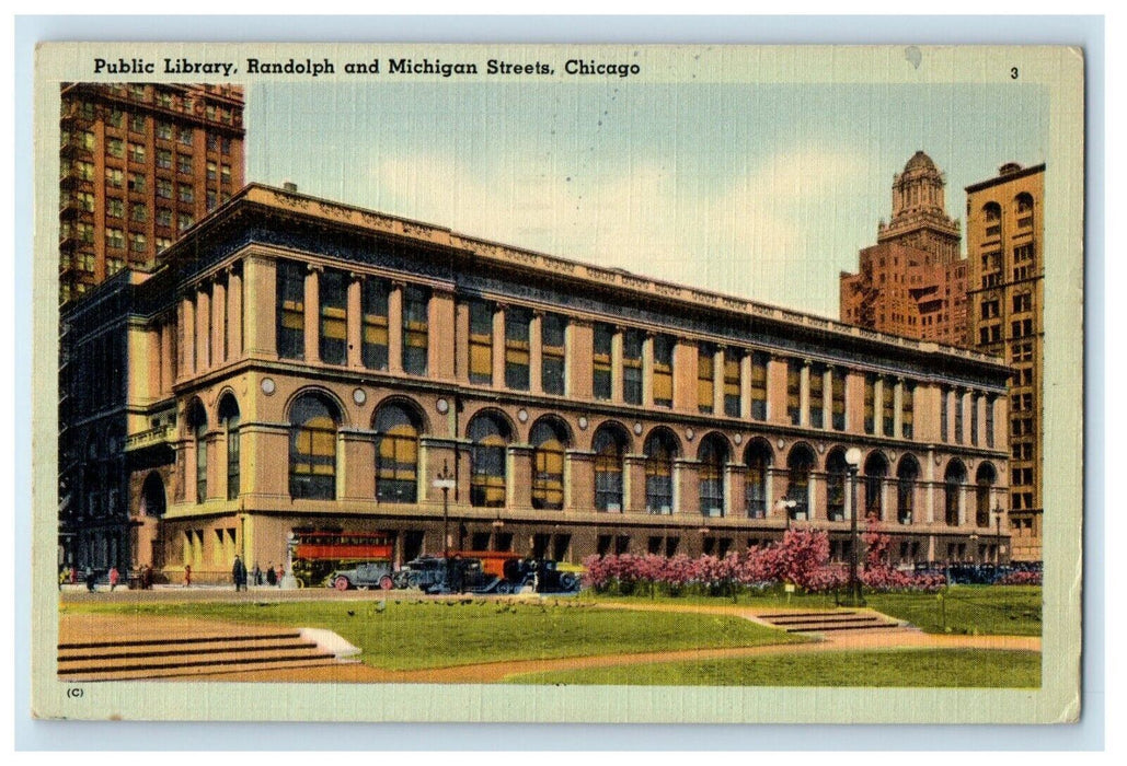 1941 Public Library Randolph And Michigan Streets Chicago IL Vintage Postcard