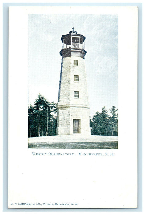 c1905s Weston Observatory, Manchester New Hampshire NH Antique Postcard